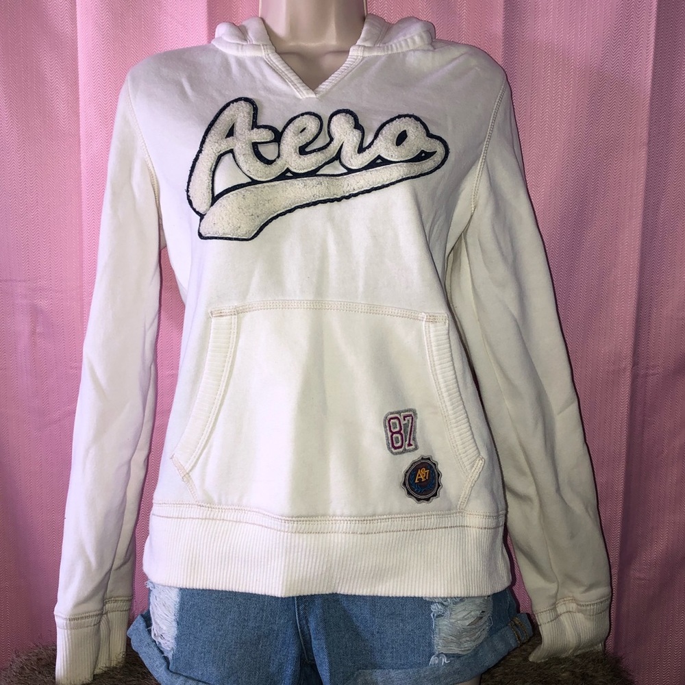 White embroidered hoodie